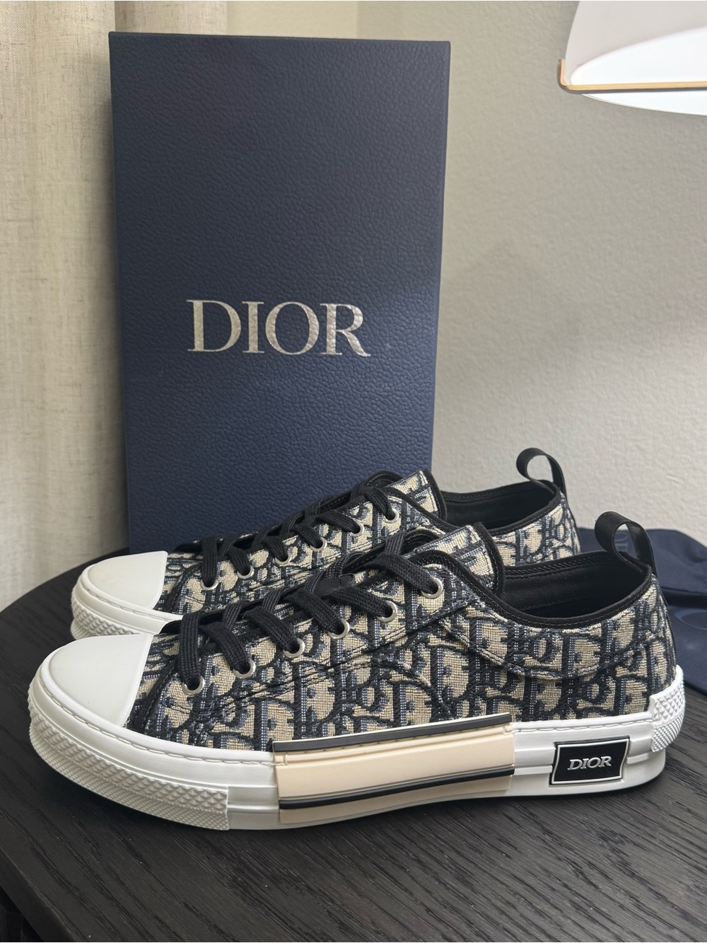Christian Dior B23 Sneakers Oblique Jacquard Beige/Black 44